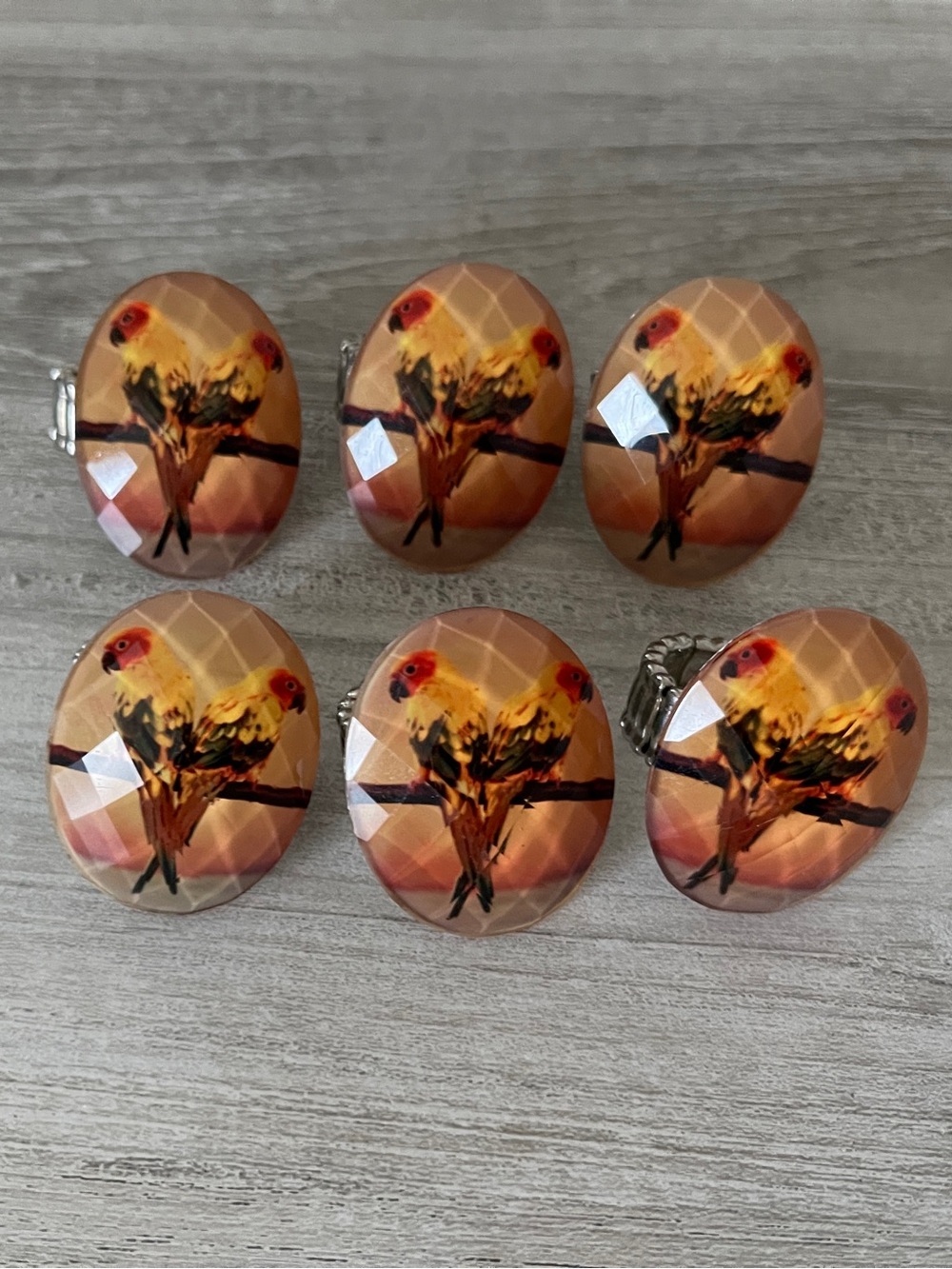 Oversized Stretch Ring Tropical Sunset Birds